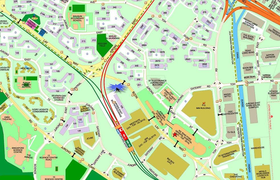 kat jeyografik nan Jurong bò solèy leve