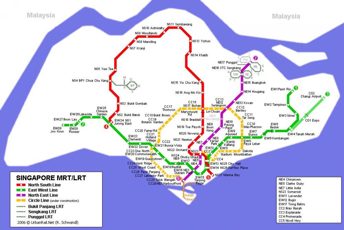 mrt estasyon Singapore kat jeyografik