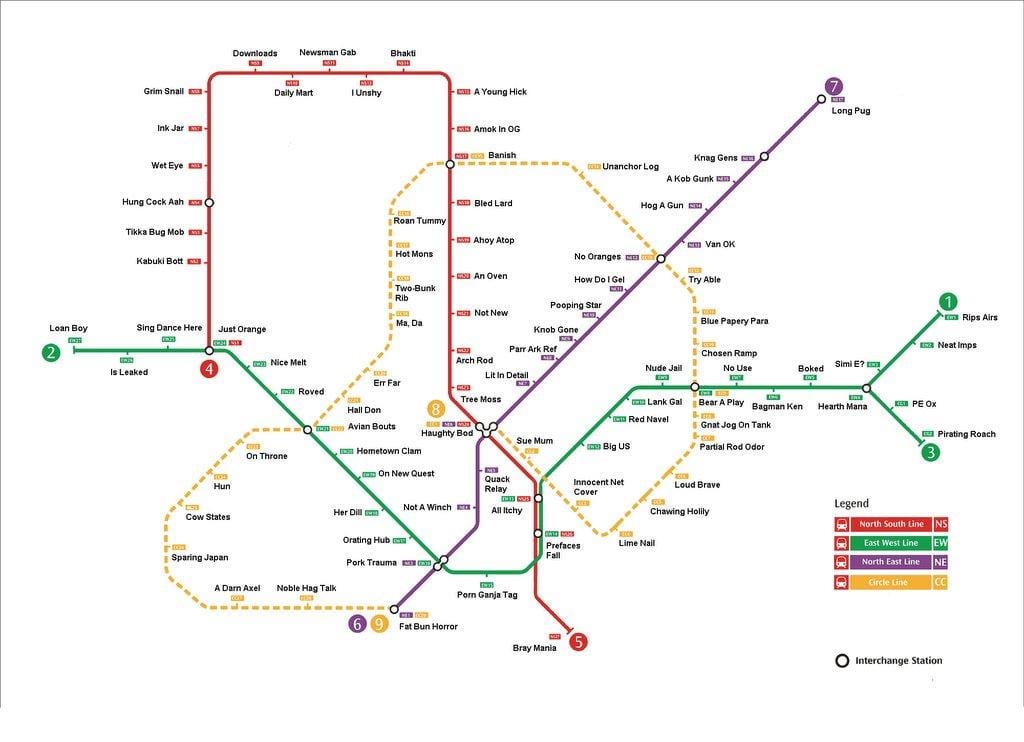 Singapore mrt estasyon kat jeyografik