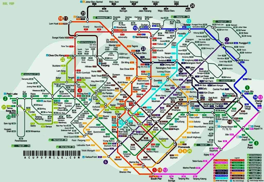 Singapore estasyon tren a kat jeyografik